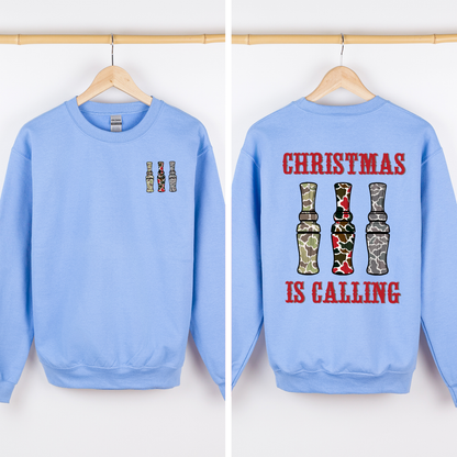 Christmas Is Calling Duck Season Hunting Retro Cozy Graphic Vintage Edition Sweatshirt