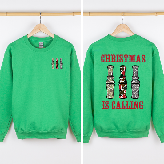 Christmas Is Calling Duck Season Hunting Retro Cozy Graphic Vintage Edition Sweatshirt