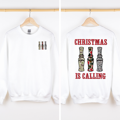 Christmas Is Calling Duck Season Hunting Retro Cozy Graphic Vintage Edition Sweatshirt