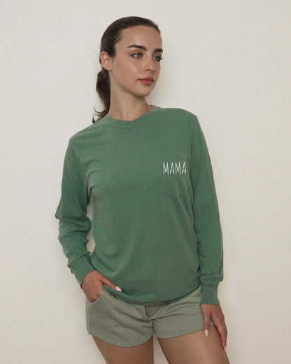 Comfort Colors Cute Mama Pocket Long Sleeve Shirt