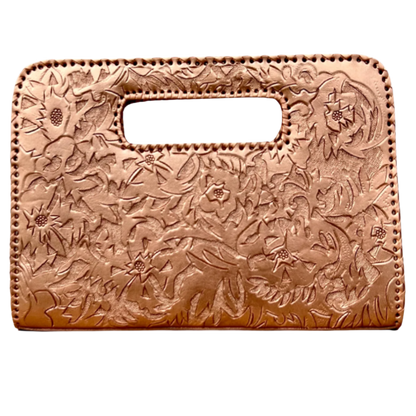 The Claire| Hand-Tooled Leather Statement Clutch