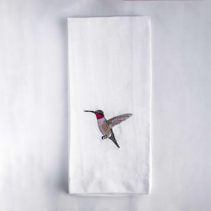 Bird Embroidered Cotton Tea Towels - Handmade Kitchen Gift