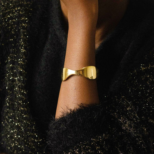 Irregular Wave Brass Cuff Bracelet | Mawimbi