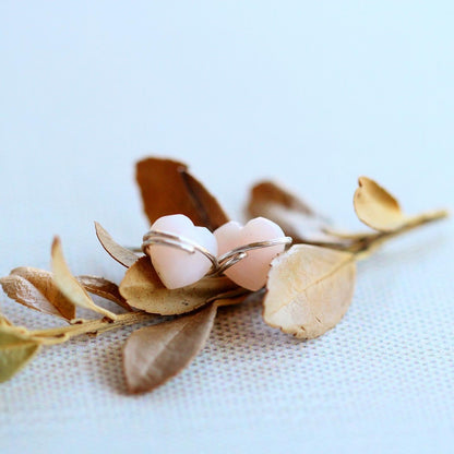 Heart Studs - Pink Opal