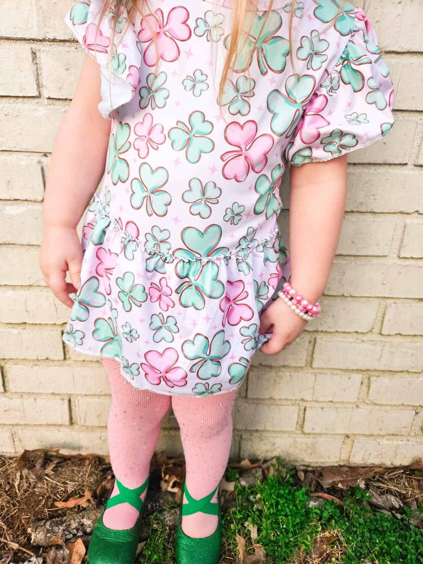 Pink clover skirted romper