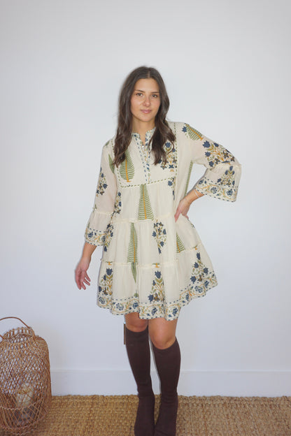 Dylan Mini Dress in Navy Victorian