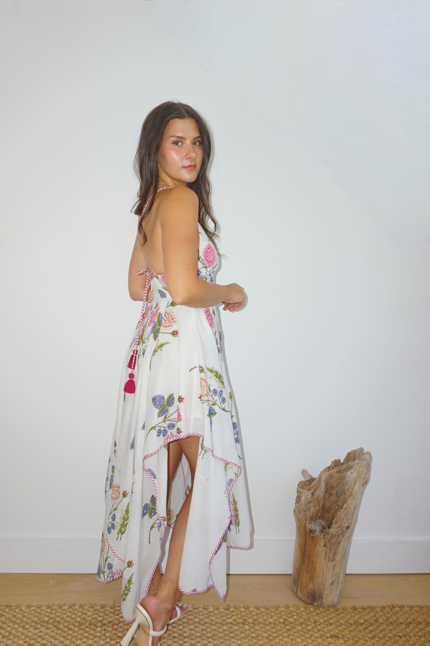Cross Back Dress in Multi Rosette