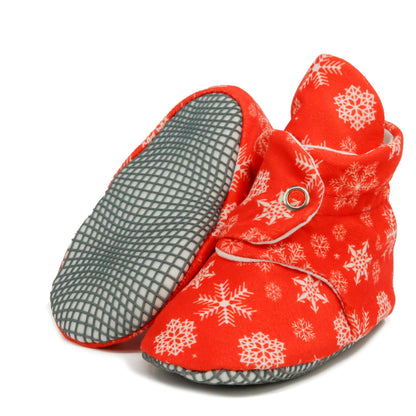Organic Cotton Baby Booties, Non-Slip Sole, Cotton Newborn Booties Home Nursery Shoes, Snowball