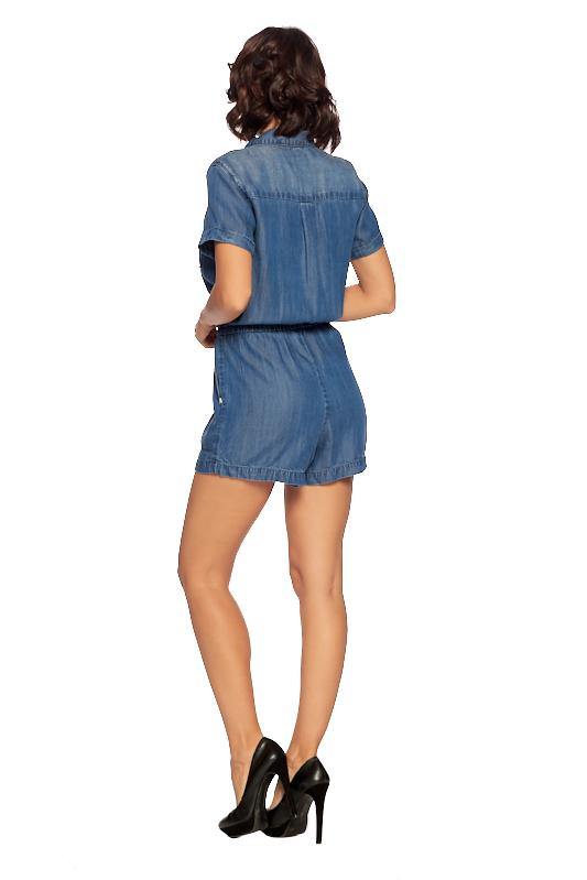 Short Sleeve Chambray Utility Romper
