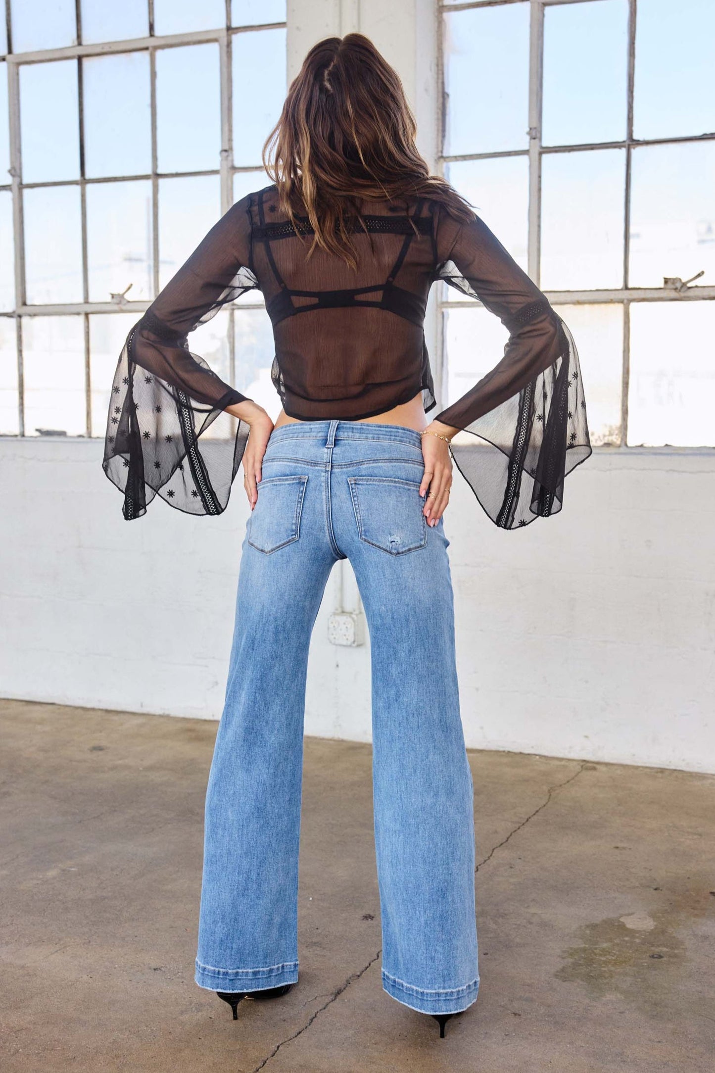Low Rise Flared Wide Leg Jeans