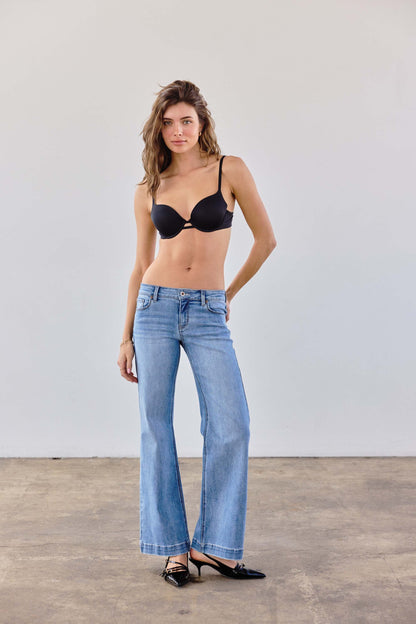 Low Rise Flared Wide Leg Jeans