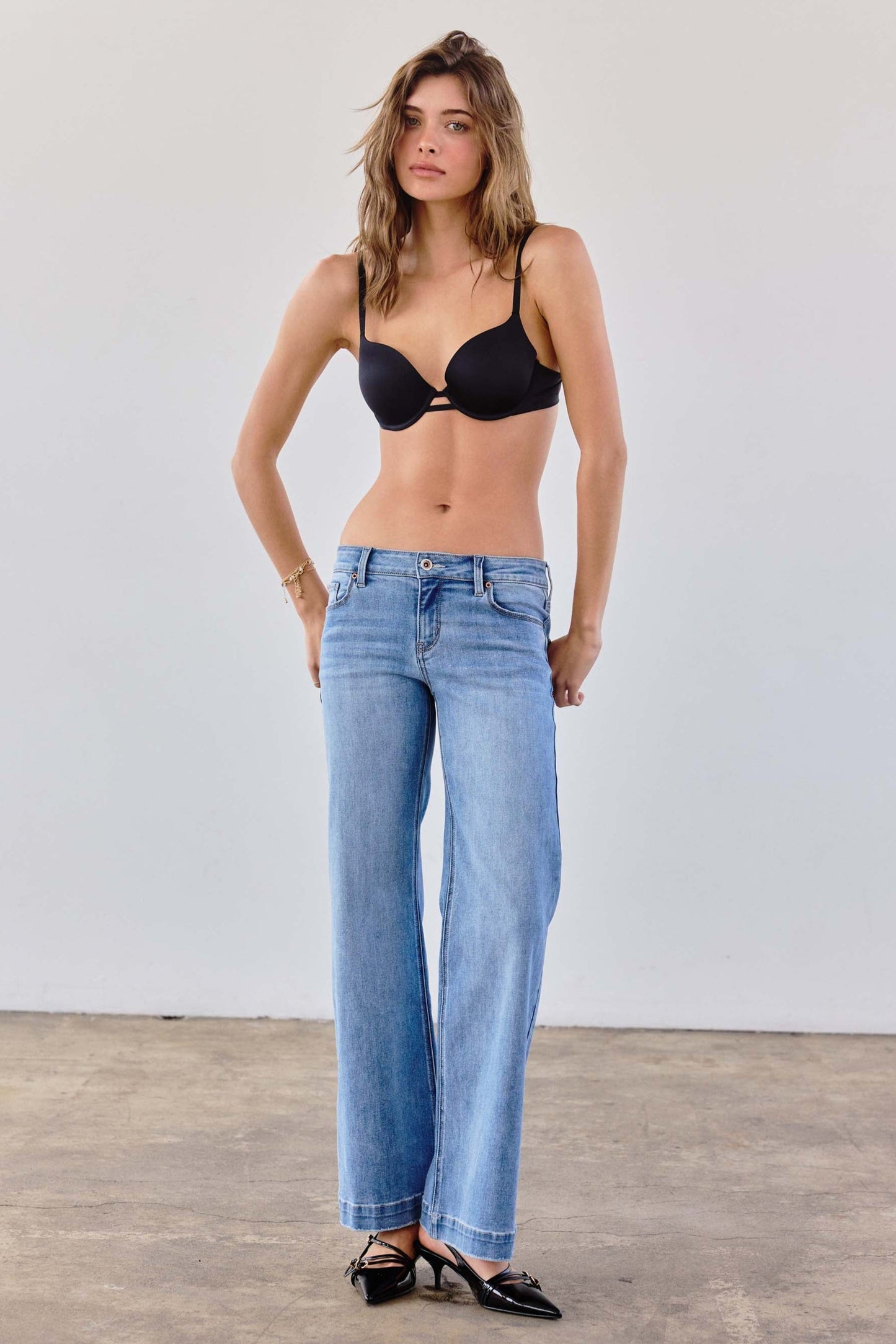 Low Rise Flared Wide Leg Jeans