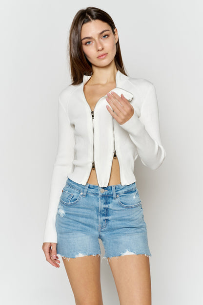 High Rise Distressed Cut Off Denim Shorts