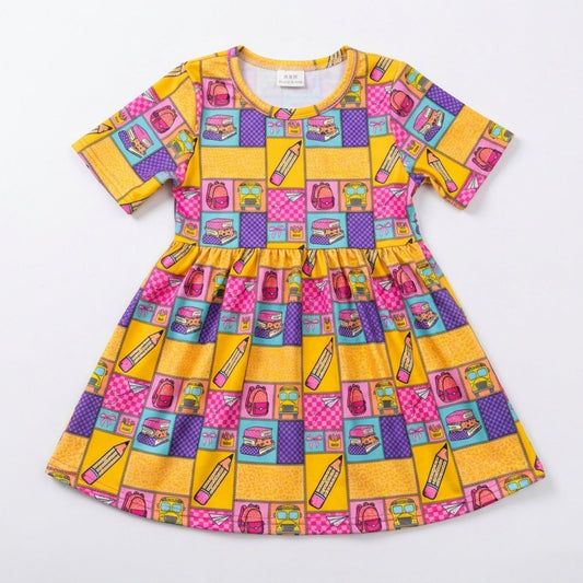 Leopard patchwork school dress