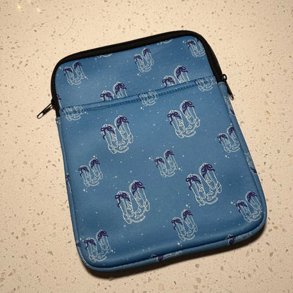 Book Sleeve | Tablet Sleeve | Blue Bow Boots Western Cover