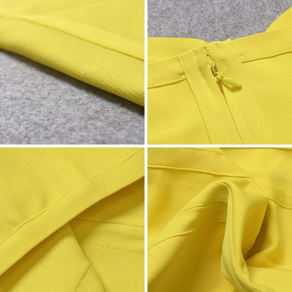 Summer Green Knee Length Hl Bandage Fresses Women Yellow Spaghetti Strap Sweetheart Sexy Sleeveless Blue Dress Bodycon