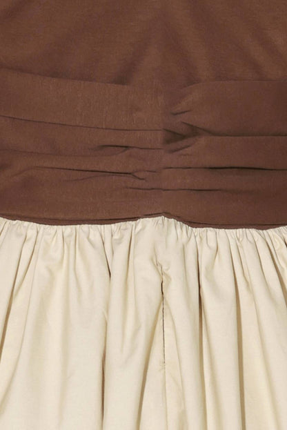 Two-Tone Twist Front Midi Dress
