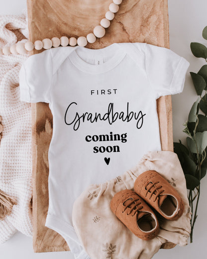 First Grandbaby Coming Soon Bodysuit Onesie - Pregnancy Announcement