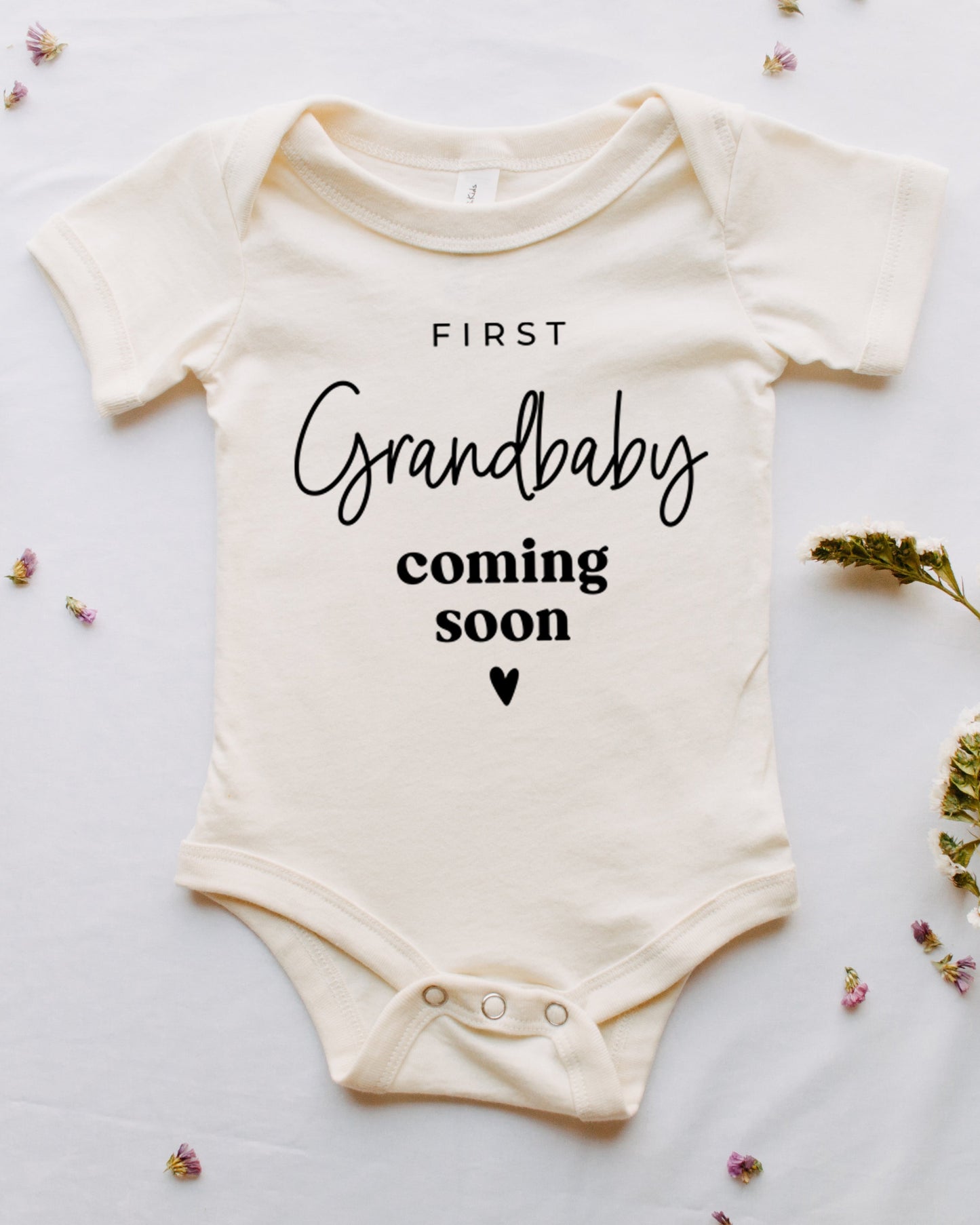 First Grandbaby Coming Soon Bodysuit Onesie - Pregnancy Announcement