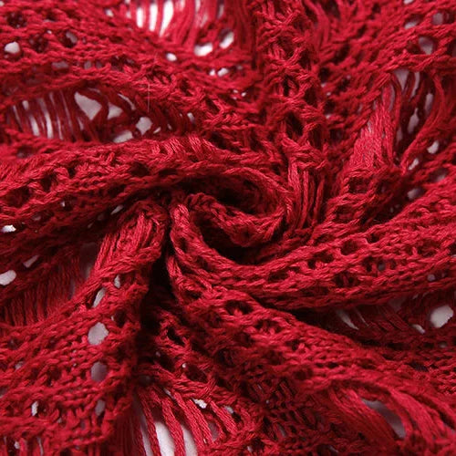 Florence Red Crochet Bodycon Maxi Dress