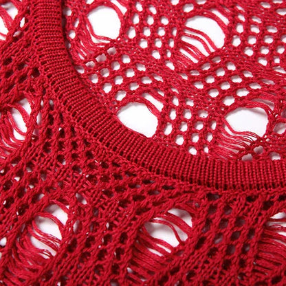 Florence Red Crochet Bodycon Maxi Dress