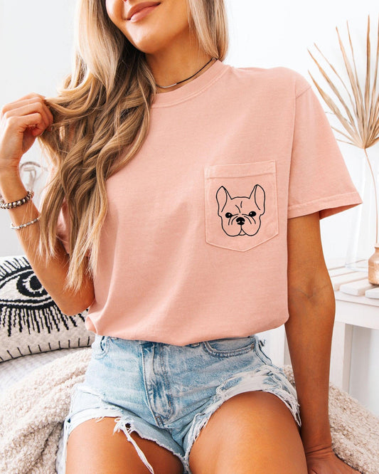 Frenchie Mama French Bulldog Comfort Colors Pocket T Shirt