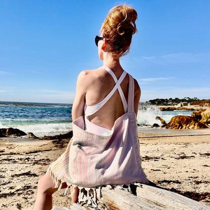 Striped 3 in 1 Turkish Cotton Beach Bag