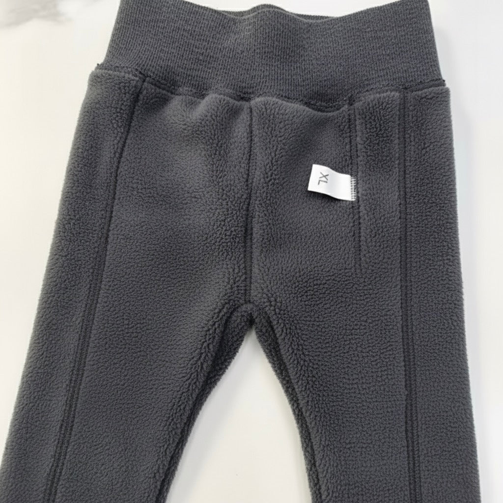 Fleece-Lined Ribbed Footed Leggings – Thermal Winter Toddler & Baby Pants