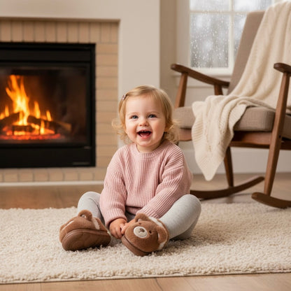 Kids’ Fuzzy Slippers | Bear & Bunny Animal House Shoes