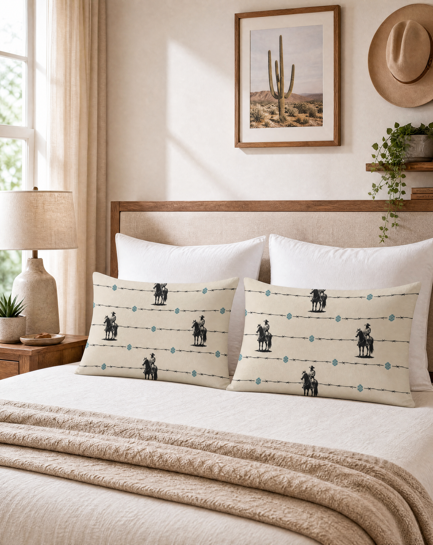 Baha Ranch Saddle Up Pillow Case Tan Made in America Made in America
