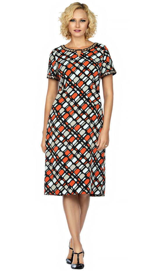 Giovanna Dress D1536C-Black/Orange