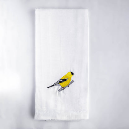 Bird Embroidered Cotton Tea Towels - Handmade Kitchen Gift