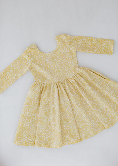 3/4 Sleeve Twirl Dress in Buttercup