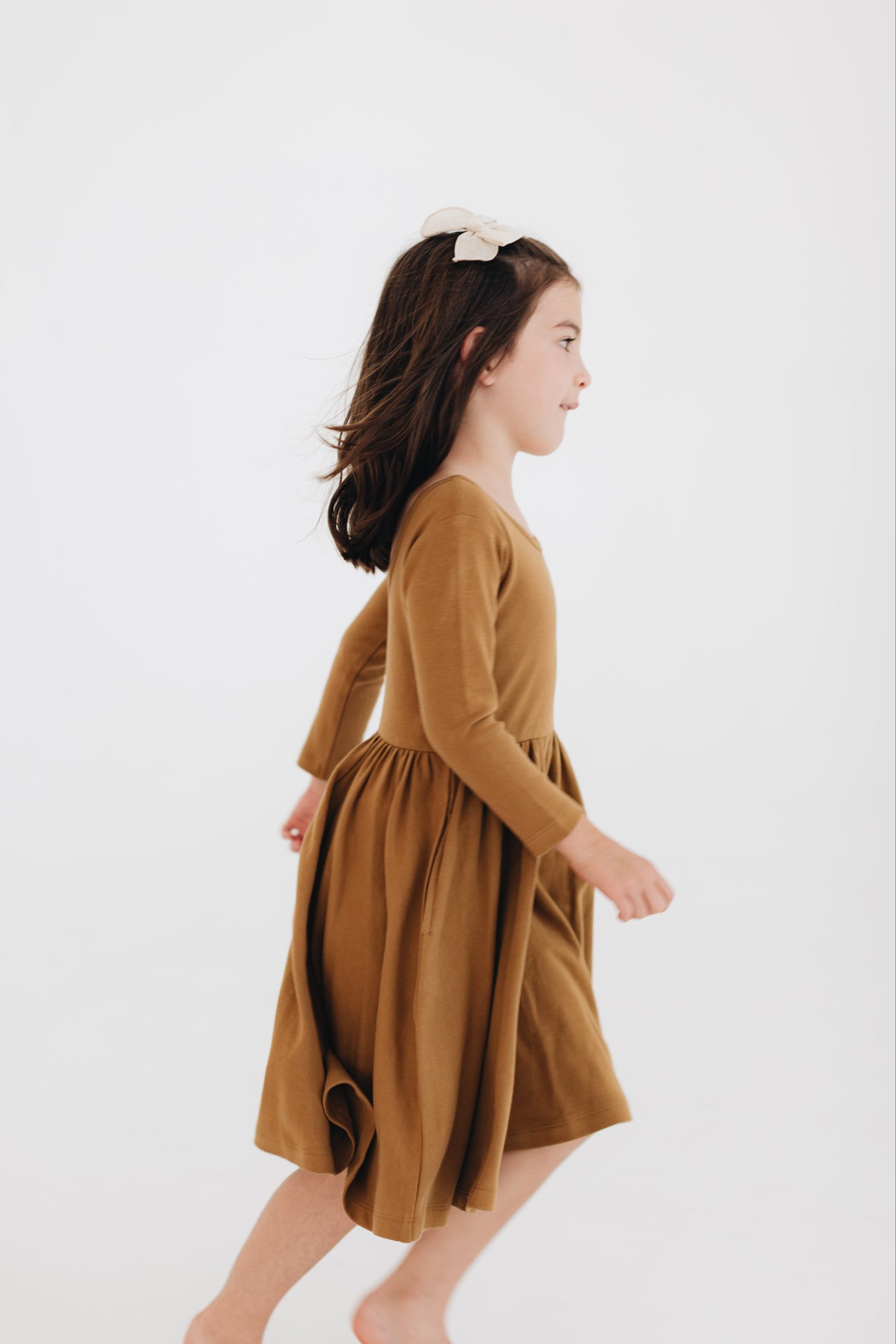 3/4 Sleeve Twirl Dress in Burro Brown