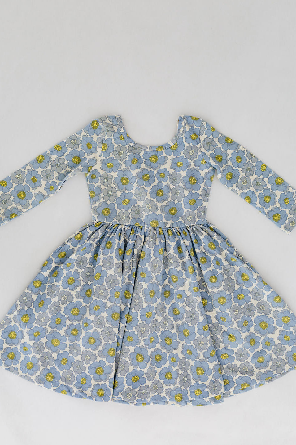 3/4 Sleeve Twirl Dress in Periwinkle Meadow