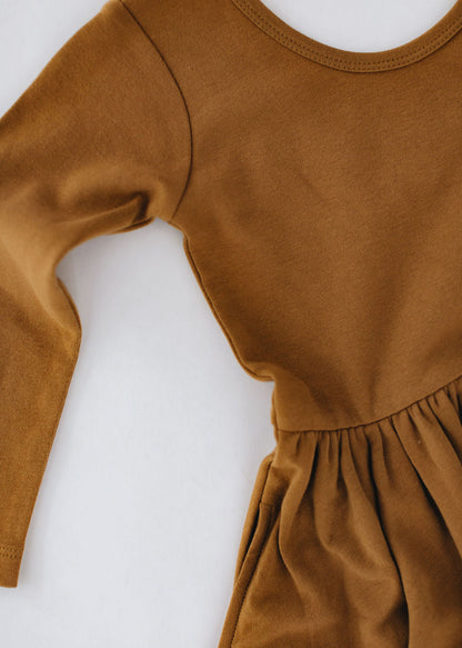 3/4 Sleeve Twirl Dress in Burro Brown
