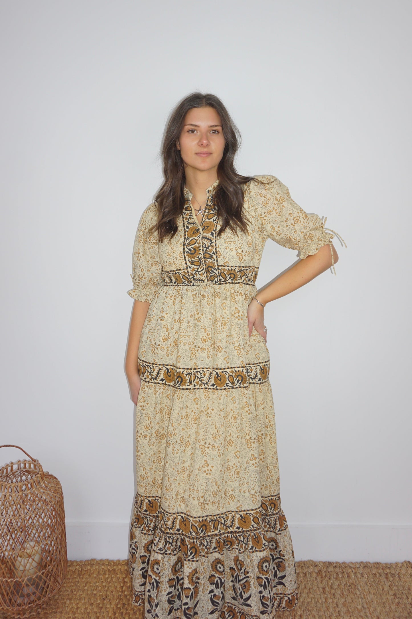 Grazia Dress in Black Jacobean