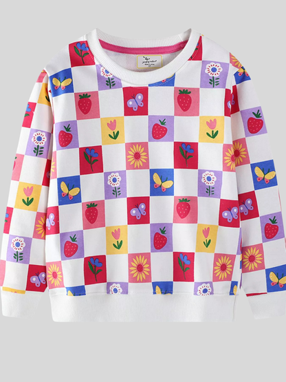 Toddler Girls Colorful Checkered Pattern Sweatshirt