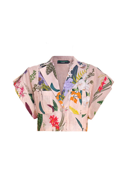 GUAYABA CROP TOP IN JARDIN PRINT SOFT KHAKI