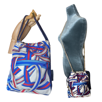 Ribbons Vintage Scarf Drawstring Crossbody Bag