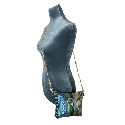 Fringe Harness Vintage Silk Scarf Crossbody Bag