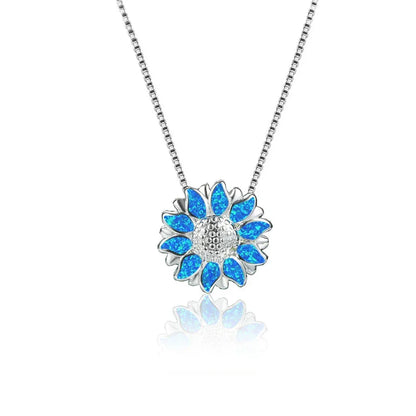 Boho Fashion Sea Animal Dolphin Pendant Necklace for Women Girl Inlay Imitation Blue Opal Necklace Wedding Party Jewelry