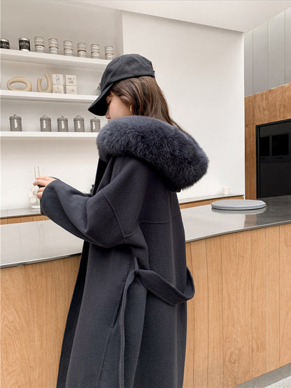 Cashmere Coat Fox fur Collar Women's