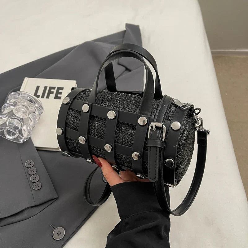 New Fashion Summer Cute Handbags | Light Feminine Straw Bags & Lady Design Purses with Rivet for Women