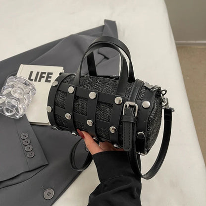 New Fashion Summer Cute Handbags | Light Feminine Straw Bags & Lady Design Purses with Rivet for Women