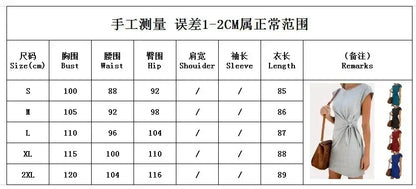 Dress Women Summer O-neck Short Sleeve Asymmetrical Lace Up Waist Solid Color Dresses 2022 Casual Vestidos Dropshipping JQMY9675