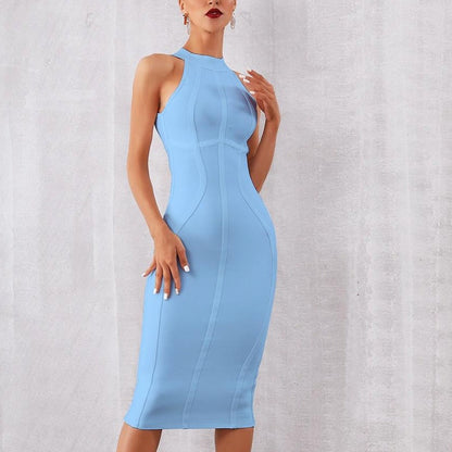Summer White cocktail midi Dress Tank Sexy Sleeveless white dress for women