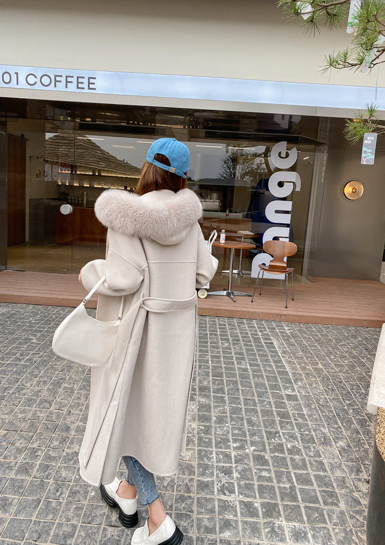 Cashmere Coat Fox fur Collar Women's