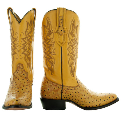Men's Mantequilla Ostrich Print Cowboy Boots (H7002)