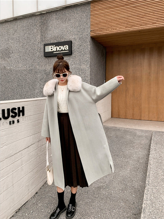 Cashmere Coat Fox fur Collar Women's